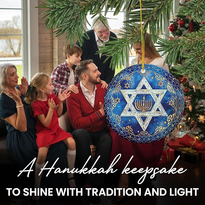 FLAGWIX Christmas Hanukkah Gifts for Men Women - Ceramic Christmas Ornaments 2025 for Tree - Hanukkah Decorations for Home, Spiritual Birthday Gifts for Mom Sister Friends, Jewish Gift Ideas