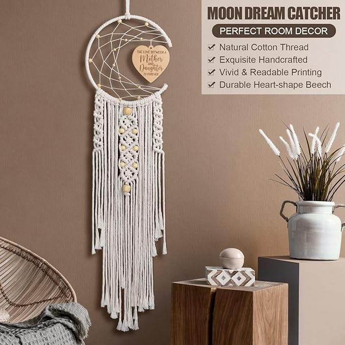Mom Gifts for Christmas from Daughter Son, Decorations Dream Catcher with Heart Pendant Birthday Gift for Mom New Mother Mother in Law Wife Stepmother Boho Home Wall Decor