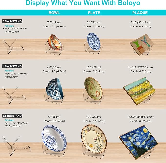 Boloyo "X Shape Acrylic Bowl Display Stand, 4.5 Inch 2PC Clear Acrylic Bowl Plate Platter Dish China Porcelain Display Holder Easel Base for Home Kitchen School Art Display