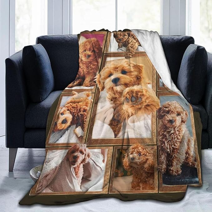 Poodle Blanket for Dog Lover Gifts Cute Poodle Throw Blanket for Girls Boys Women Man Plush Cozy Flannel Fleece Ultra Soft Fuzzy Blankets 50"X40"