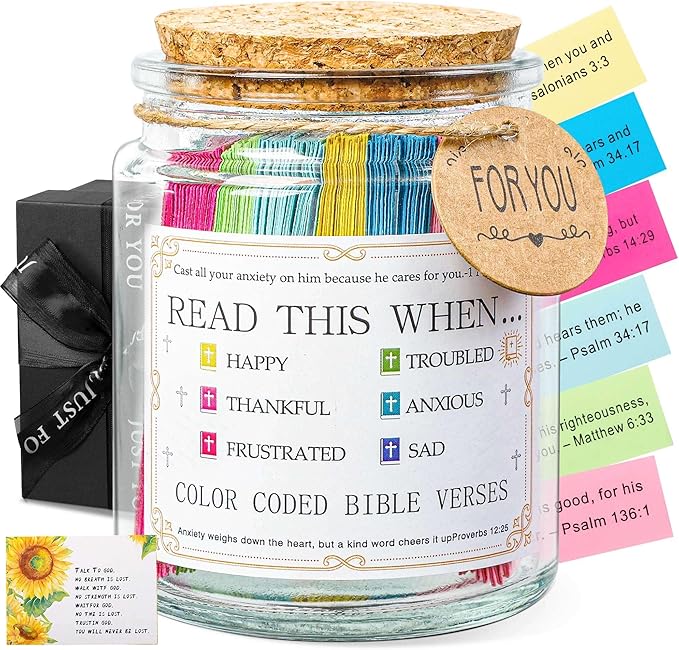 Bible Verse Jar, Read Me When Bible Verses Jar For Daily Encouragement, Inspirational Prayer & Reflection,Graduation Gift for Her,Gifts for Mom from Daughter Son, Christian Gifts for Women