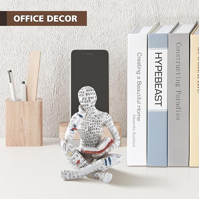 GRAPMKTG Home Decor Pulp Reading Women Thinker Statue Aesthetic Sculpture Room Decor Modern Abstract Decoration on Shelf Table Desk for Living Room Office Bedroom F