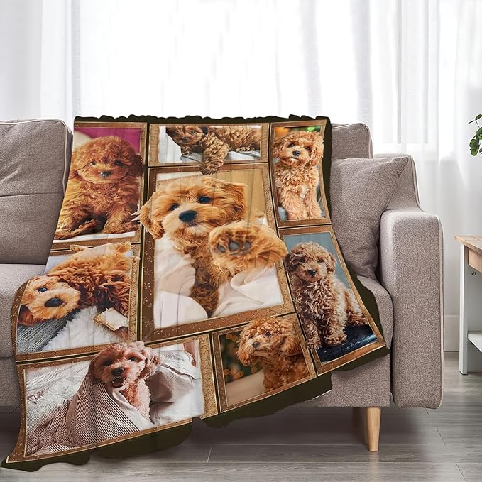 Poodle Blanket for Dog Lover Gifts Cute Poodle Throw Blanket for Girls Boys Women Man Plush Cozy Flannel Fleece Ultra Soft Fuzzy Blankets 60"X50"