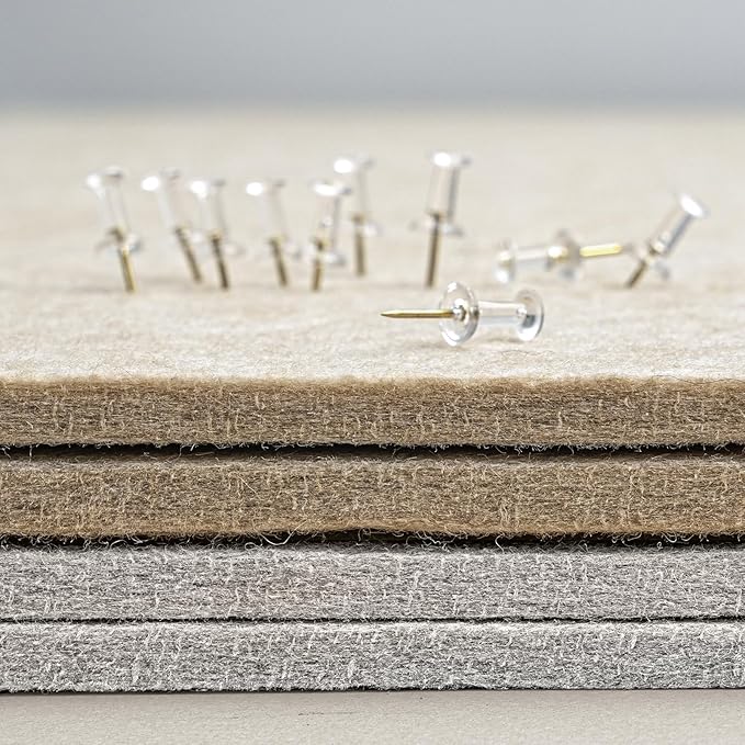 Bulletin Board, 36 x 24 Inches Felt Pin Board, Cork Alternative for Wall, 3' x 2' Foldable Self-Adhesive Vision Board with 20 Pushpins - Light Gray