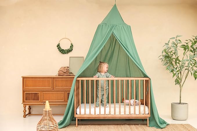 Green Kids Bed Canopy for Child Bedroom | Nursery Crib Hanging Curtain | Baby Mosquito Net Bedding for Girls & Boys Play Room Decoration | Reading Nook Canopies Toddler Dome Tent