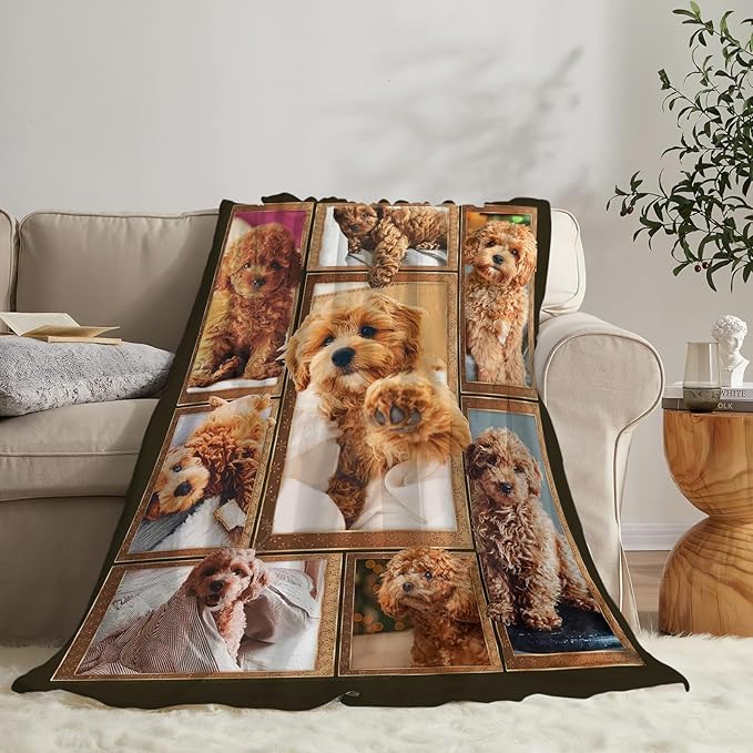 Poodle Blanket for Dog Lover Gifts Cute Poodle Throw Blanket for Girls Boys Women Man Plush Cozy Flannel Fleece Ultra Soft Fuzzy Blankets 80"X60"