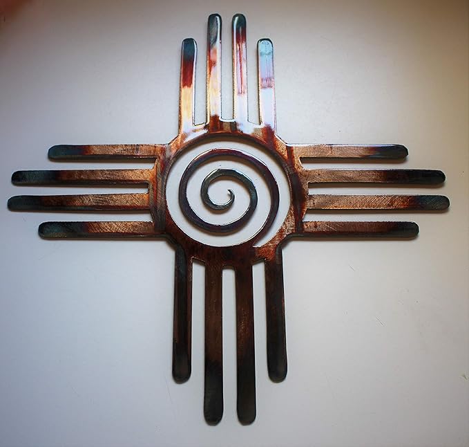 HGartworks Southwestern Zia with Spiral Swirl Center Metal Wall Art Décor 14" 18", 20", 24" 30" or 44" (40")