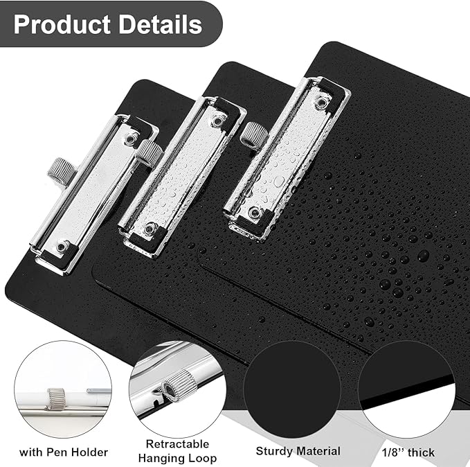 Sabary 3 Pack Bulk Mini Clipboards with Pen Holder Clip Black A5 Memo Clipboard 6x9 Plastic Check Presenters for Restaurants School Office Hotel Shopping List (Pen Not Included)
