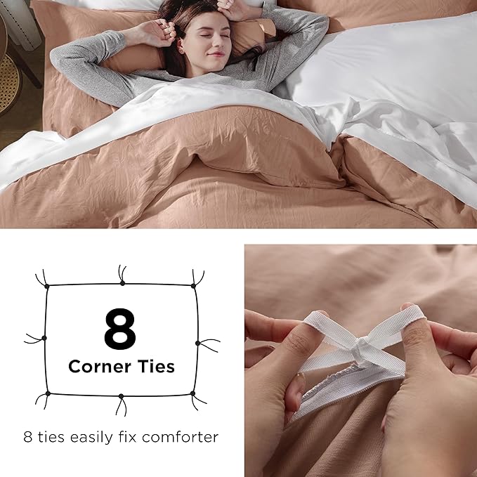 Bedsure Mocha Mousse Duvet Cover King Size - 3 Pieces Prewashed Cotton-Like Extra Soft Bedding Set, Includes 1 Duvet Cover 104x90 Inches with Zipper Closure & 2 Pillow Shams, Comforter Not Included