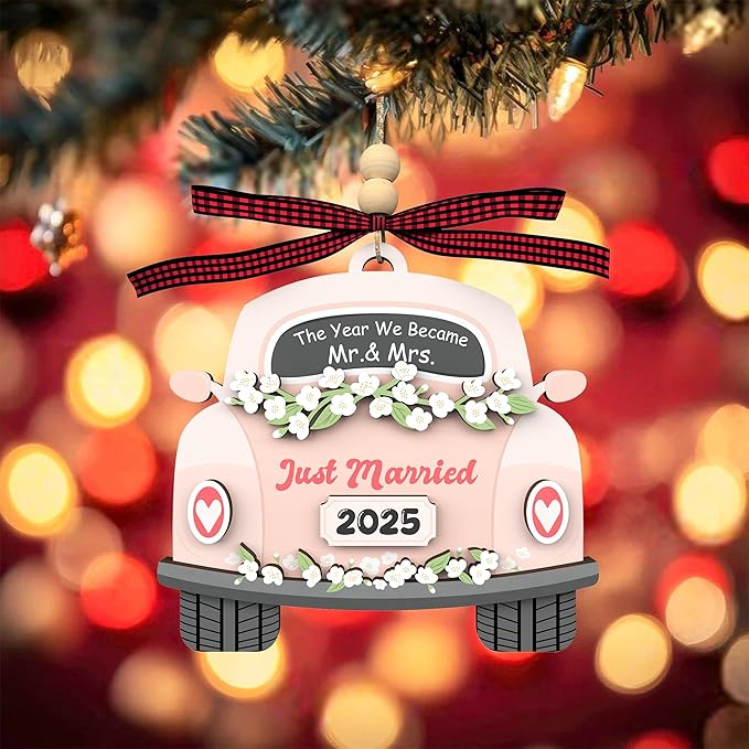 Wedding Gifts for Couples 2025 - Bridal Shower Present - Bachelorette Gifts for Bride, Future Mr & Mrs - Wedding Decor Newlywed Gift for Married Couples - Wood Hanging Ornament 2025