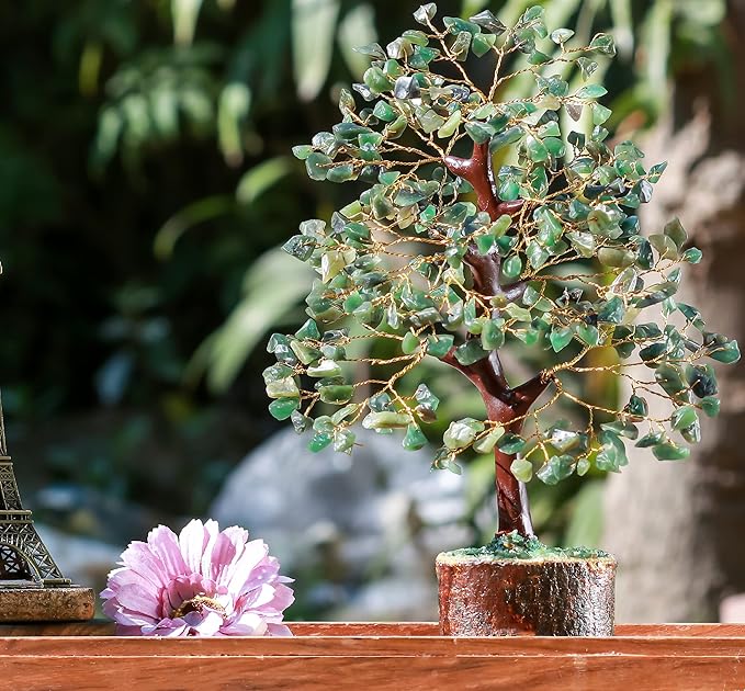 Green Aventurine Feng Shui Healing Crystals Tree of Life Gemstone Crystal Tree Bonsai for Spiritual Gifts Sage Green Home Decor for Women Birthday Gifts for Men House Warming Gifts