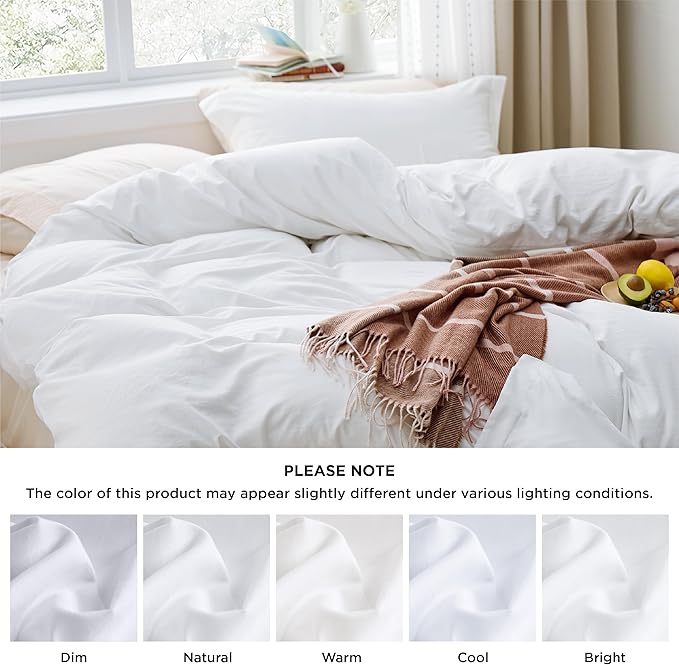 Bedsure White Oversized King Duvet Cover - 3 Pieces Prewashed Cotton-Like Extra Soft Bedding Set, Includes 1 Duvet Cover 120x98 Inches with Zipper Closure & 2 Pillow Shams, Comforter Not Included