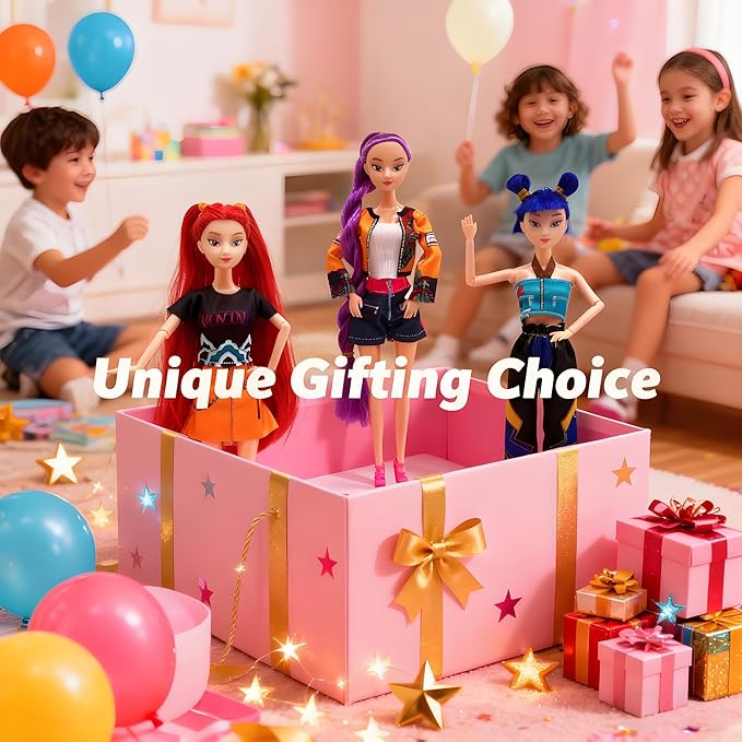 2025 New 11.5'' Demon Hunter Doll,Made to Move Demon Hunter Doll,Collectible Display Figure Dolls Set,Birthday Gifts for Kids Girls Fans (D-3pcs)