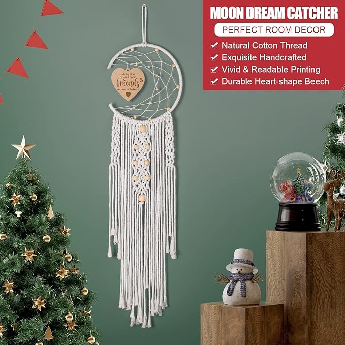 for Friends Women, Decoration Dream Catcher with Heart Pendant Birthday Friendship Gift for Best Female Friends, BFF, Soul Sister, Bestie, Boho Room Wall Decor