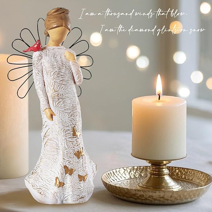 Sympathy Angel Figurines for Loss of Loved Ones Angel Statues Home Decor Serenity Prayer Gifts for Women Resin Sculpted Hand-Painted Figure Bereavement Gift Praying Hands Statue