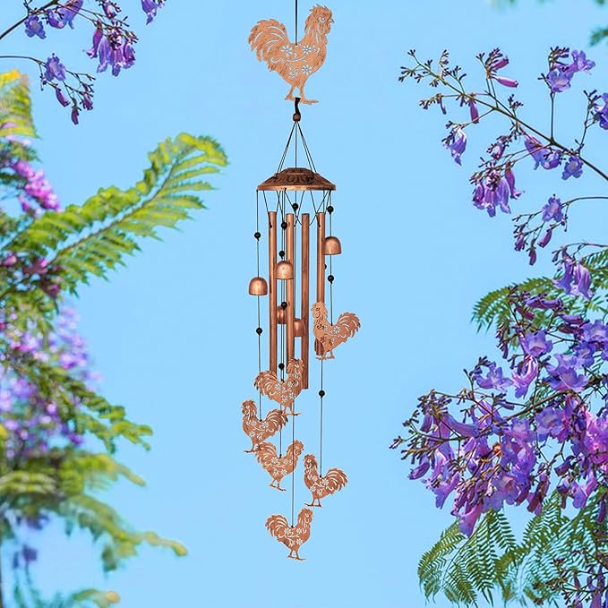 Chicken Wind Chimes for Outside,Metal Windchimes,Chicken Gifts for Women/Men,Wind Chime Garden Decor Outdoor,Memorial/Housewarming/Birthday/Festival Gifts,Front Yard Decor