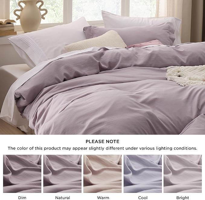 Bedsure Dusty Purple Duvet Cover Full Size - 3 Pieces Prewashed Extra Soft Cotton-Like Bedding Set, Includes 1 Duvet Cover 80x90 Inches with Zipper Closure & 2 Pillow Shams, Comforter Not Included