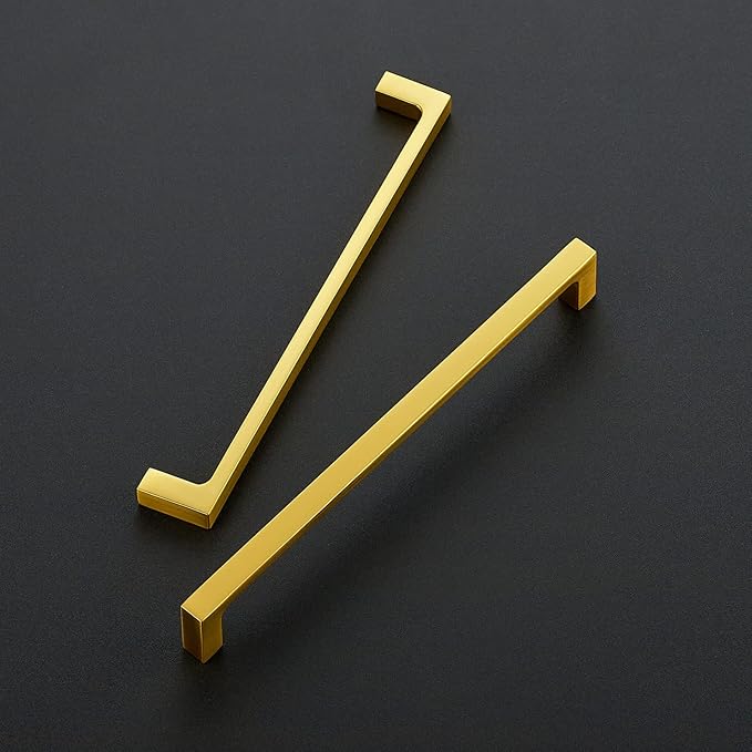 Ravinte 15 Pack Solid 7-1/2 Inch Square Cabinet Handles - Brushed Brass Drawer Pulls - Kitchen Hardware and Handles