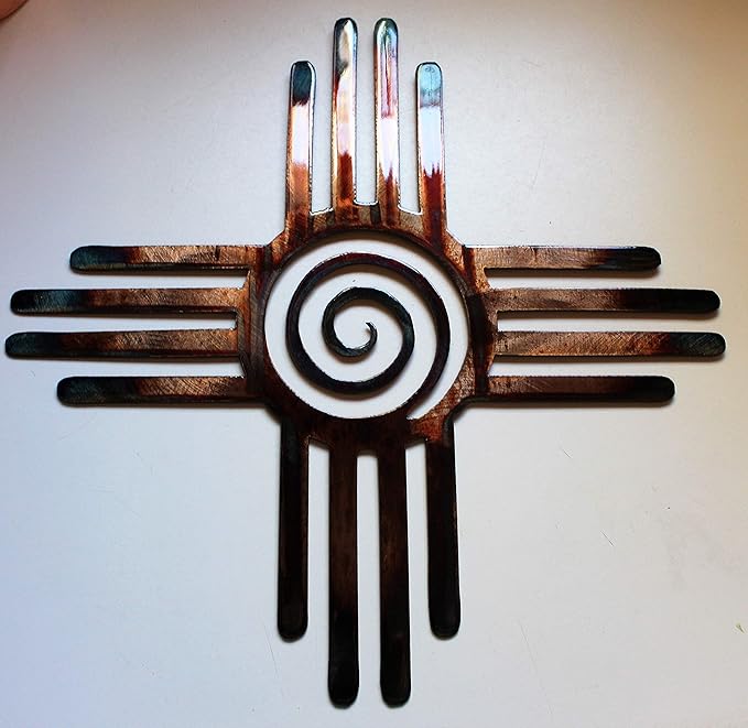 HGartworks Southwestern Zia with Spiral Swirl Center Metal Wall Art Décor 14" 18", 20", 24" 30" or 44" (20")