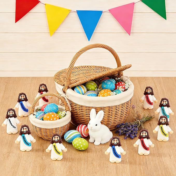 54 Pack Little Jesus Figurines in Bulk, Pocket Jesus Loves You, Jesus Small Figures, Little Tiny Jesus Figures for Church Christmas Party Favors Baptism Gifts Religious Gifts for Easter Egg Stuffers