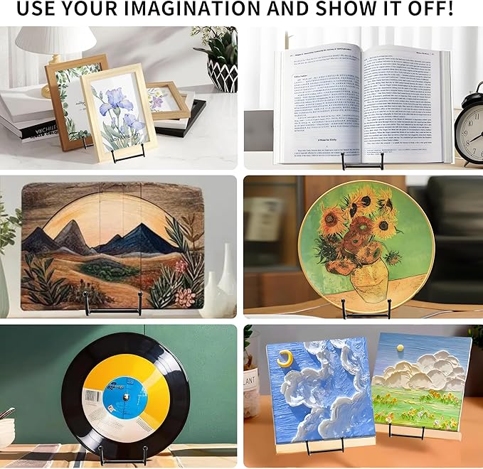 18 pcs 4.5in Plate Stands for Display,Metal Plate Holders Display Stands Can Be Used for Picture Stand,Book Stands for Display,Plate Display Stands,Easel,Photo Frame Stands,Plaque Stands,Desktop Stand