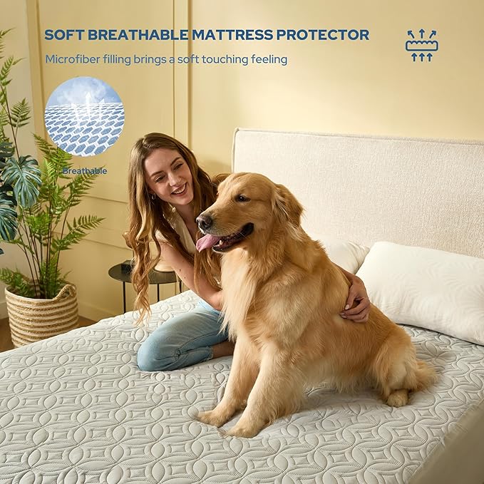 BEDLORE Waterproof Mattress Protector, Twin Size Mattress Pad with Deep Pocket 6"-15" Depth, Soft Dirt-Proof Double Bed Mattress Cover for Bedroom, College Dorm, Hotel (Light Gray)
