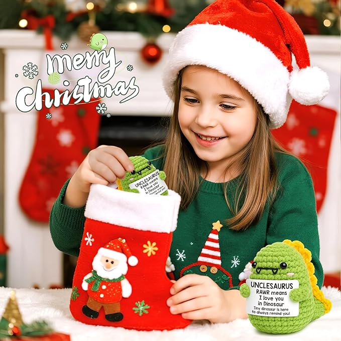 OCCdesign Mini Uncle Gifts from Niece Nephew I Love You Unclesaurs Best Uncle Gifts Cute Handmade Crochet Dino Thank You Gift for Uncle Funny Birthday, Christmas Ideas for Uncles Home Decor