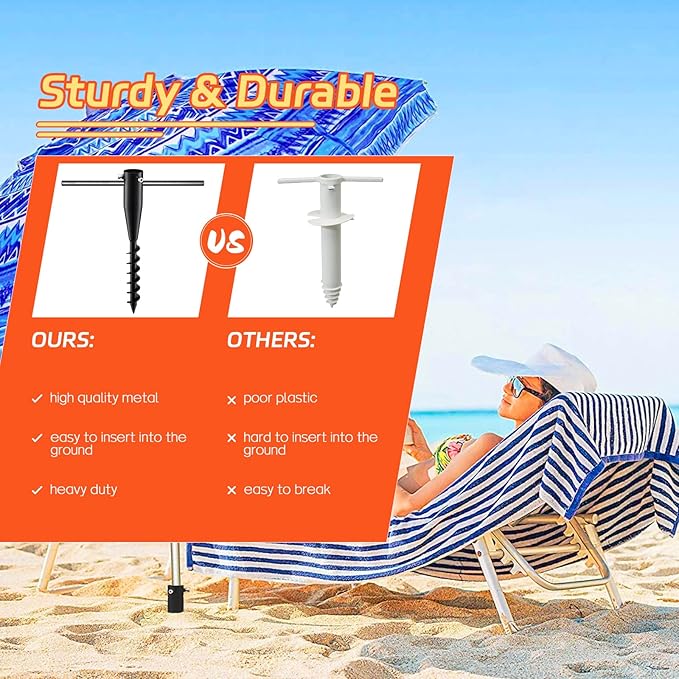 Beach Umbrella Sand Anchor, 2 Pack Heavy Duty Umbrella Stand Outdoor Base 17 Inches Metal No Dig Ground Umbrella Holder, Christmas Tree Stand Base