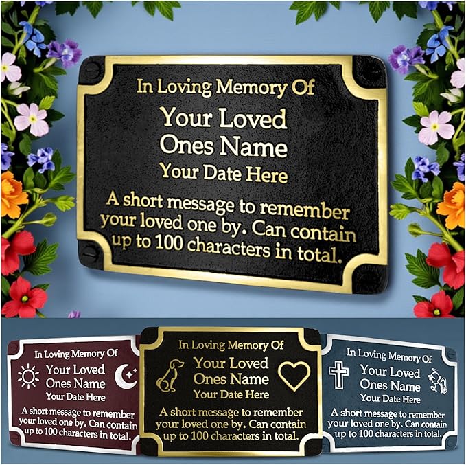 The Metal Foundry Personalised Memorial Angels Metal Plaque For Memory Of A Loved One, Mother, Father Or Grandparents. Wall Mounted As Garden Stones Statue Gift Alternative Idea Handmade In Brass