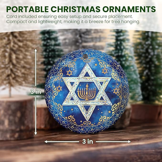 FLAGWIX Christmas Hanukkah Gifts for Men Women - Ceramic Christmas Ornaments 2025 for Tree - Hanukkah Decorations for Home, Spiritual Birthday Gifts for Mom Sister Friends, Jewish Gift Ideas