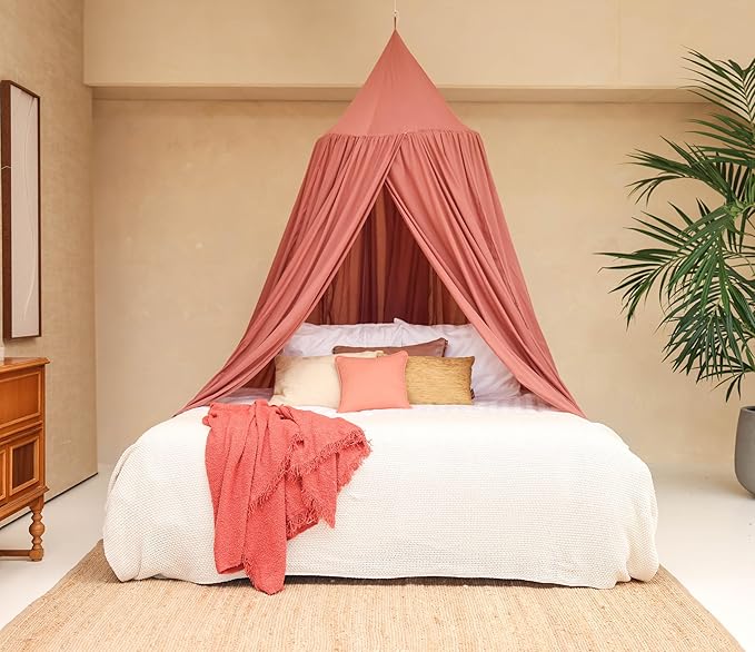 Pink Bed Canopy for Queen and King-Sized Beds | Bedroom Decoration for Teens or Adults | Conical Shape Insect Netting | Mosquito Net in Multiple Colors and Sizes