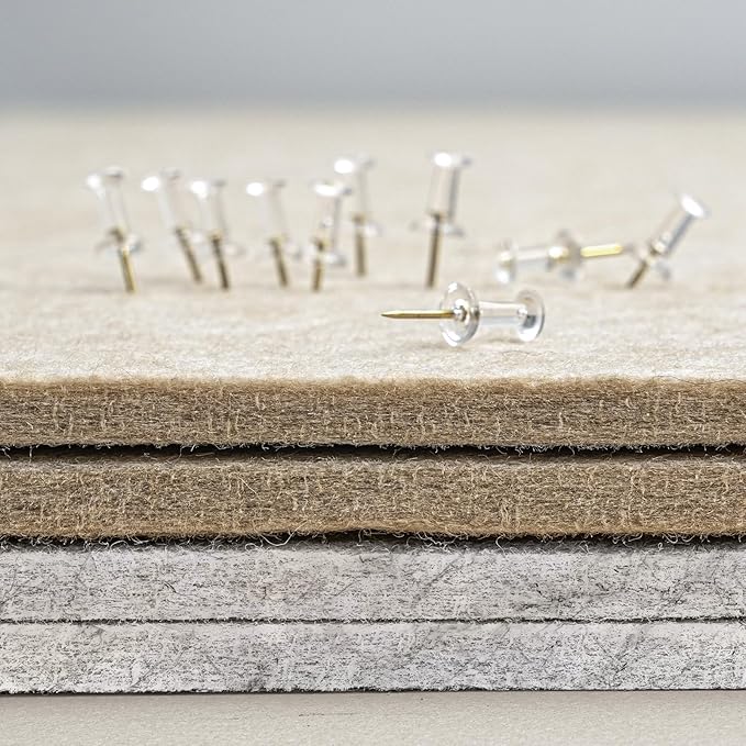 Bulletin Board, 24 x 18 inches Felt Board Decorative Pin Board, Cork Board Alternative for Wall, Foldable Photo Board Self-Adhesive Vision Board Mood Board with 20 Pushpins - Marble White