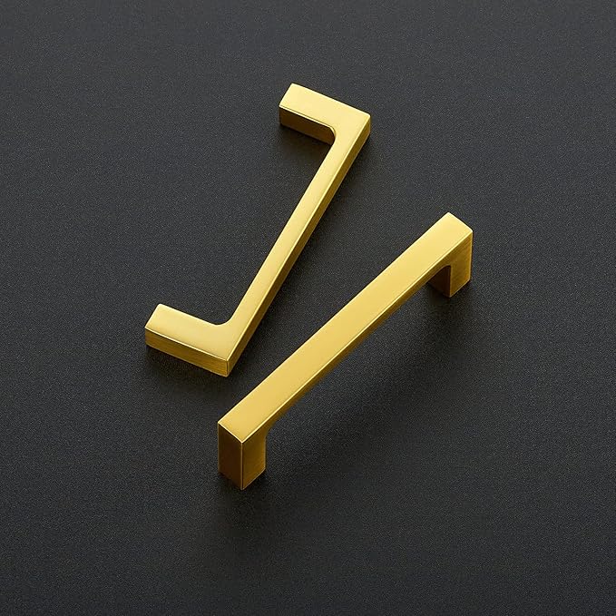 Ravinte 15 Pack Solid 3-1/2 Inch Square Cabinet Handles - Brushed Brass Drawer Pulls - Kitchen Hardware and Handles