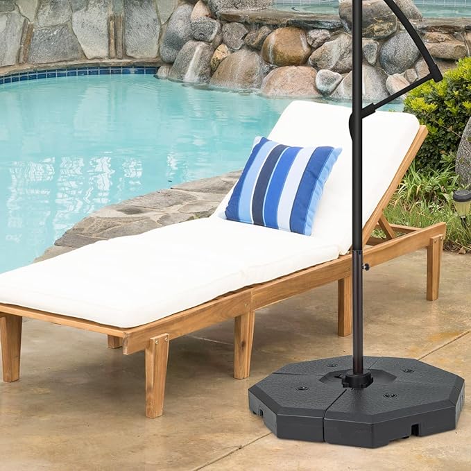 Tangkula 4 Piece 350 lbs Patio Umbrella Base, Octagon Shaped Water & Sand Filled Outdoor Weighted Umbrella Base Plate, 41" x 41" Umbrella Stand for Cantilever Offset Large Umbrella