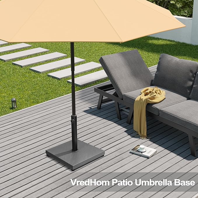 Patio Umbrella Base, 40lbs Outdoor Heavy Duty Square Concrete Stand Market Umbrella, Grey