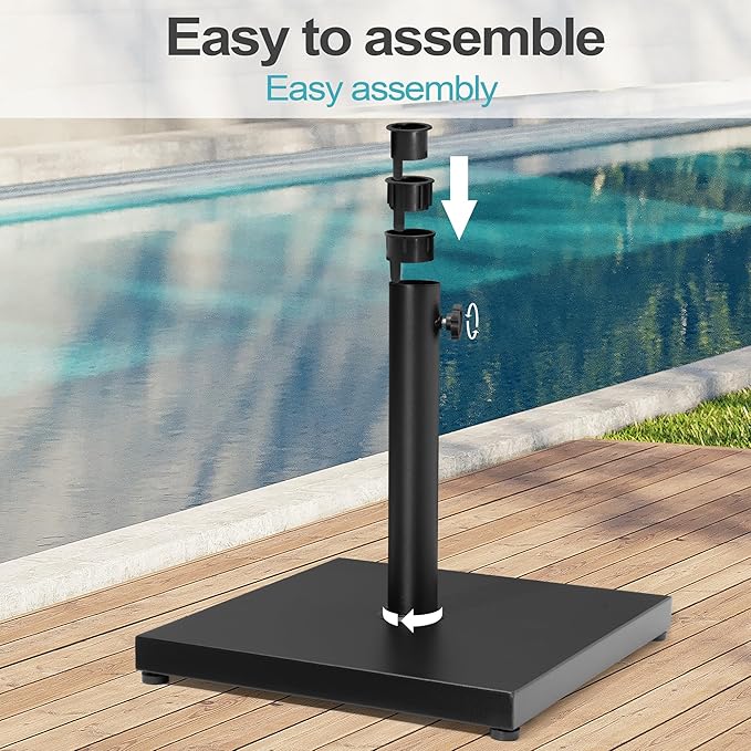 43lb Patio Umbrella Base Stand, Outdoor Square Concrete Stand Heavy Duty Market Umbrella Pole Holder, Black