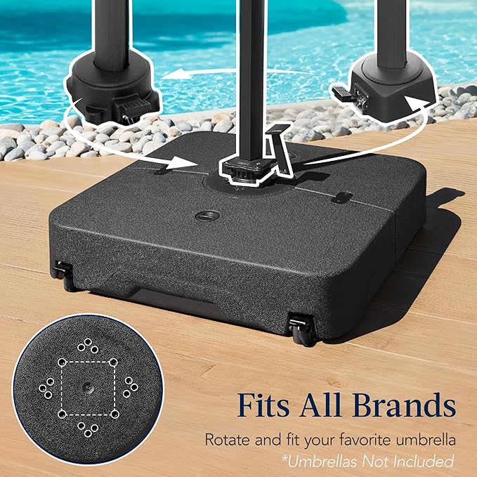 Best Choice Products 330lb Mobile Cantilever Offset Patio Umbrella Base, Universal Fit Heavy-Duty Outdoor Portable Stand w/Wheels Locks, Fillable Weights Set - Black