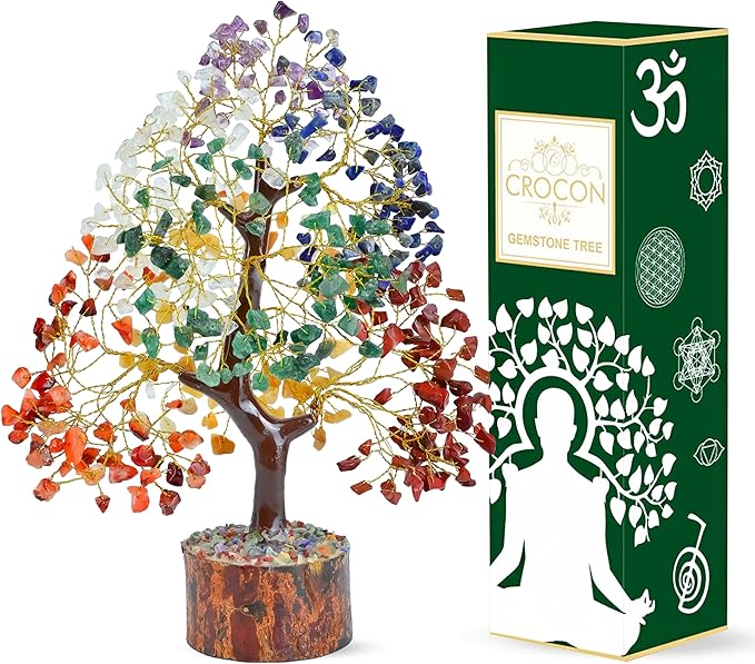 The Original 7 Chakra Crystal Tree Birthday Gifts for Women, Healing Crystal Tree of Life Sister birthday gifts Room & Home Decor Gift for Mom Her Positive Energy New House Warming Gift Women unique