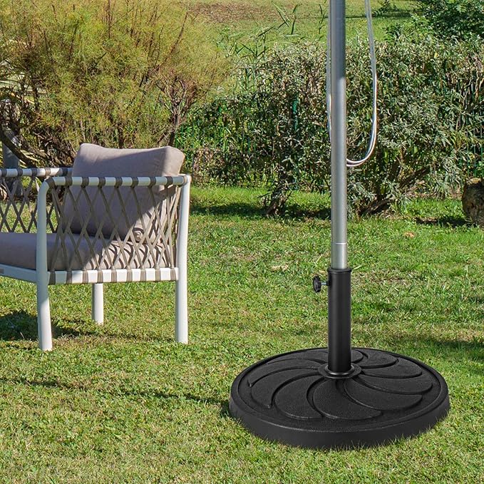 Giantex 40 lbs Patio Umbrella Base, 21.5" Round Market Umbrella Stand for 1.5''-1.9'' Umbrella Poles, Heavy Duty Resin Base with Metal Support Holder for Deck Garden Poolside (40 lbs)