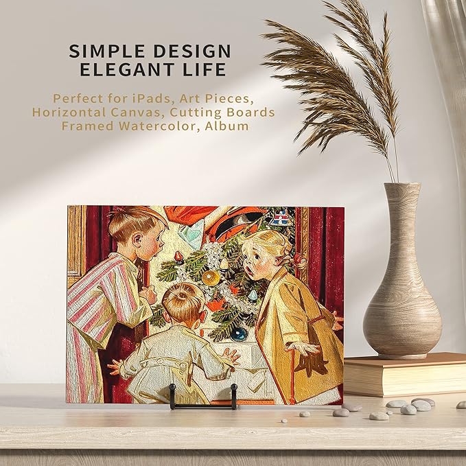 6 Inch Metal Square Picture Frame Easel Stands for Plates, Photos, Decor (Black, 2 Pack)
