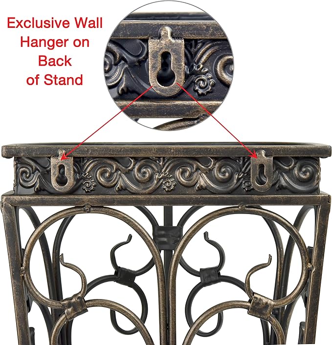 Dualplex Super Quality Umbrella Stand, Umbrella Holder Antique Look Metal Entry Hallway Décor, Wallside Style w/Removable Drip Tray Home Office Decoration Rack Holds Umbrellas Canes Walking Stick