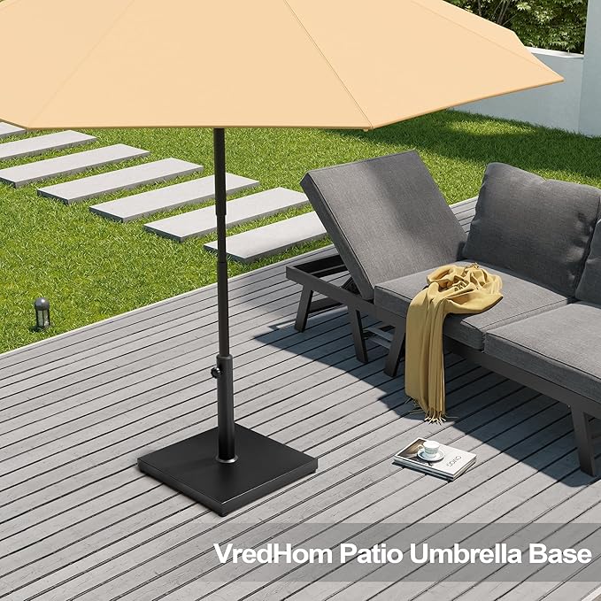 43lb Patio Umbrella Base Stand, Outdoor Square Concrete Stand Heavy Duty Market Umbrella Pole Holder, Black