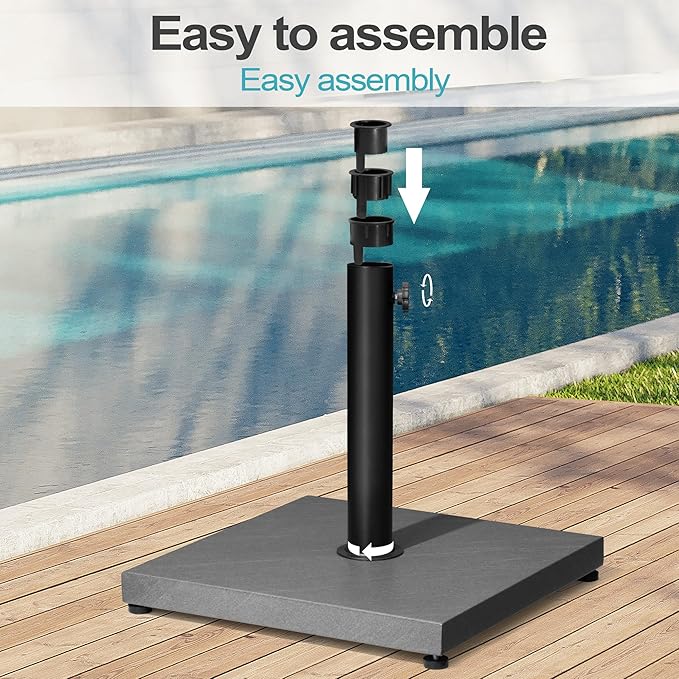 Patio Umbrella Base, 40lbs Outdoor Heavy Duty Square Concrete Stand Market Umbrella, Grey