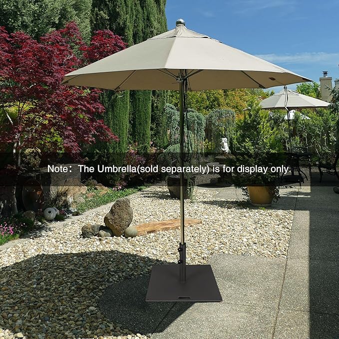 Tangkula 50LBS Patio Umbrella Base, Portable Outdoor Umbrella Base Stand, 24 Inches Square Umbrella Base Holder with 2 Tightening Knobs & 2 Wheels, Suitable for Backyard, Deck, Poolside, Patio (Black)