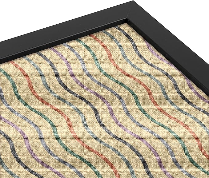 PinPix 14x12 Inch Cork Bulletin Board. This Decorative Framed Pin Board Comes with Multi Color Waves Design and a Satin Black Frame. Ideal for Home Office Decor or Message Board (PinPix-565)