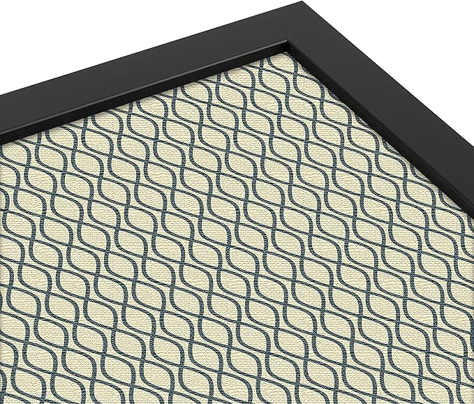 PinPix 36x12 Inch Cork Bulletin Board. This Decorative Framed Pin Board Comes with Yellow and Blue Waves Design and a Satin Black Frame. Ideal for Home Office Decor or Message Board (PinPix-321)