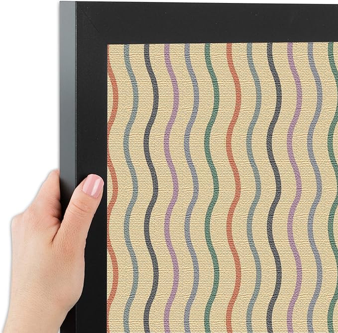 PinPix 24x16 Inch Cork Bulletin Board. This Decorative Framed Pin Board Comes with Multi Color Waves Design and a Satin Black Frame. Ideal for Home Office Decor or Message Board (PinPix-565)