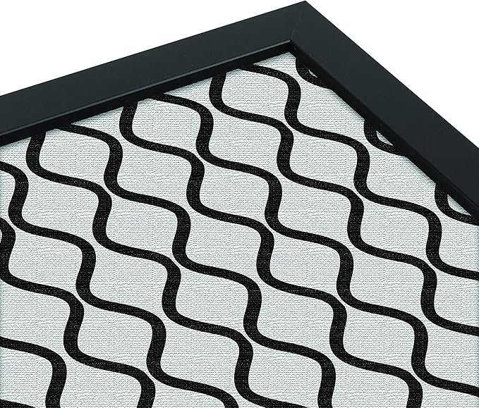 PinPix 27x19 Inch Cork Bulletin Board. This Decorative Framed Pin Board Comes with Black and White Waves Design and a Satin Black Frame. Ideal for Home Office Decor or Message Board (PinPix-194)